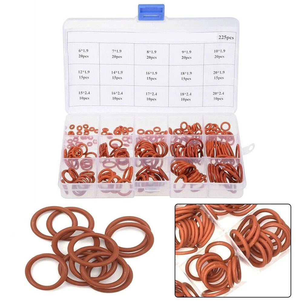 O Ring 225pcs Red Silicone Assortment for Flanges