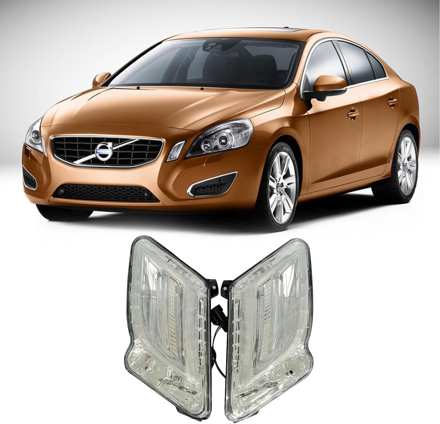 Pair of Front LED Daytime Running Lights for Volvo S60/V60 (2010–2013)