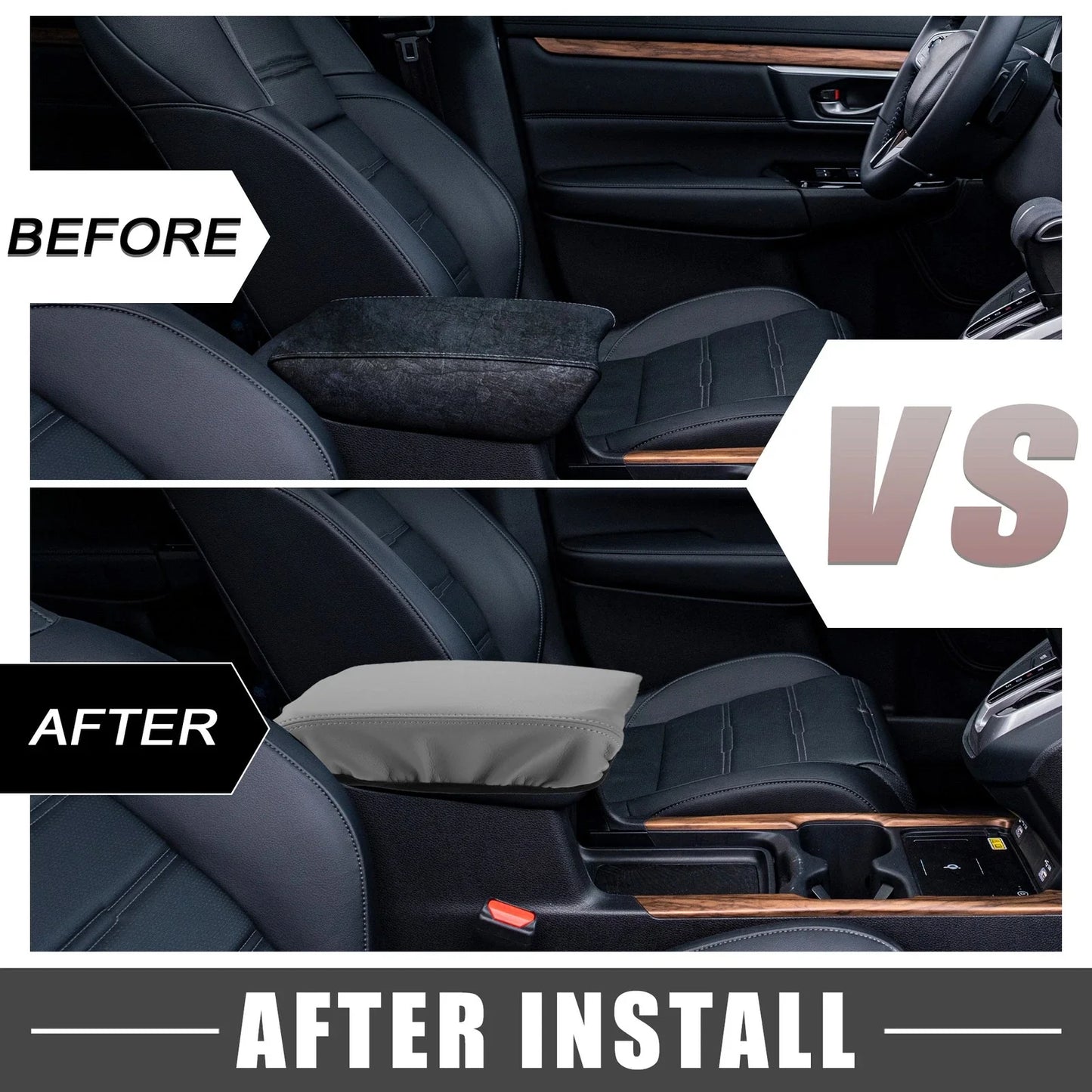 Car Center Console Armrest Cover Trim for Honda CR-V (2017-2022) Gray