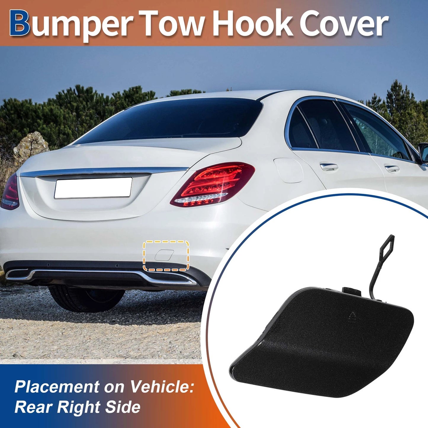 Rear Car Bumper Tow Hook Cover for Mercedes-Benz (2019–2023) No.A2058850224 Tenorite Grey
