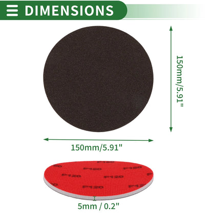 Set of 12 P120 Sanding Sponge Pads 5.91"x5.91" Washable and Reusable