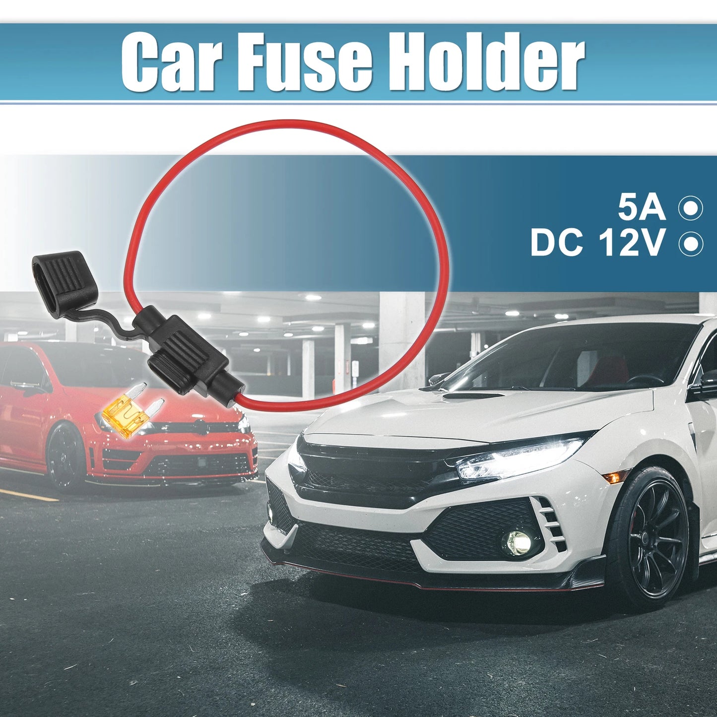 Set of 3 Mini Fuse Holders for DC 12V Car ATC Blade Style (with 5A Fuses)