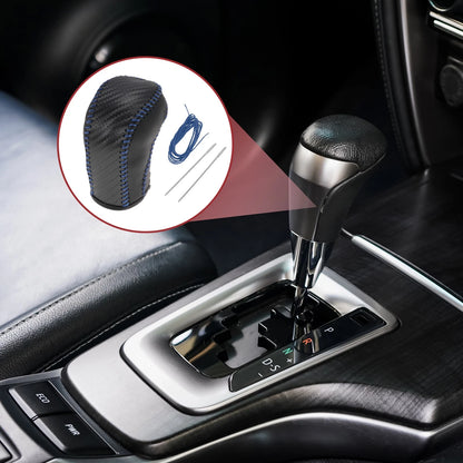 1 Pcs Gear Shift Knob Cover for Hyundai Tucson (2015–2018) Black Faux Leather