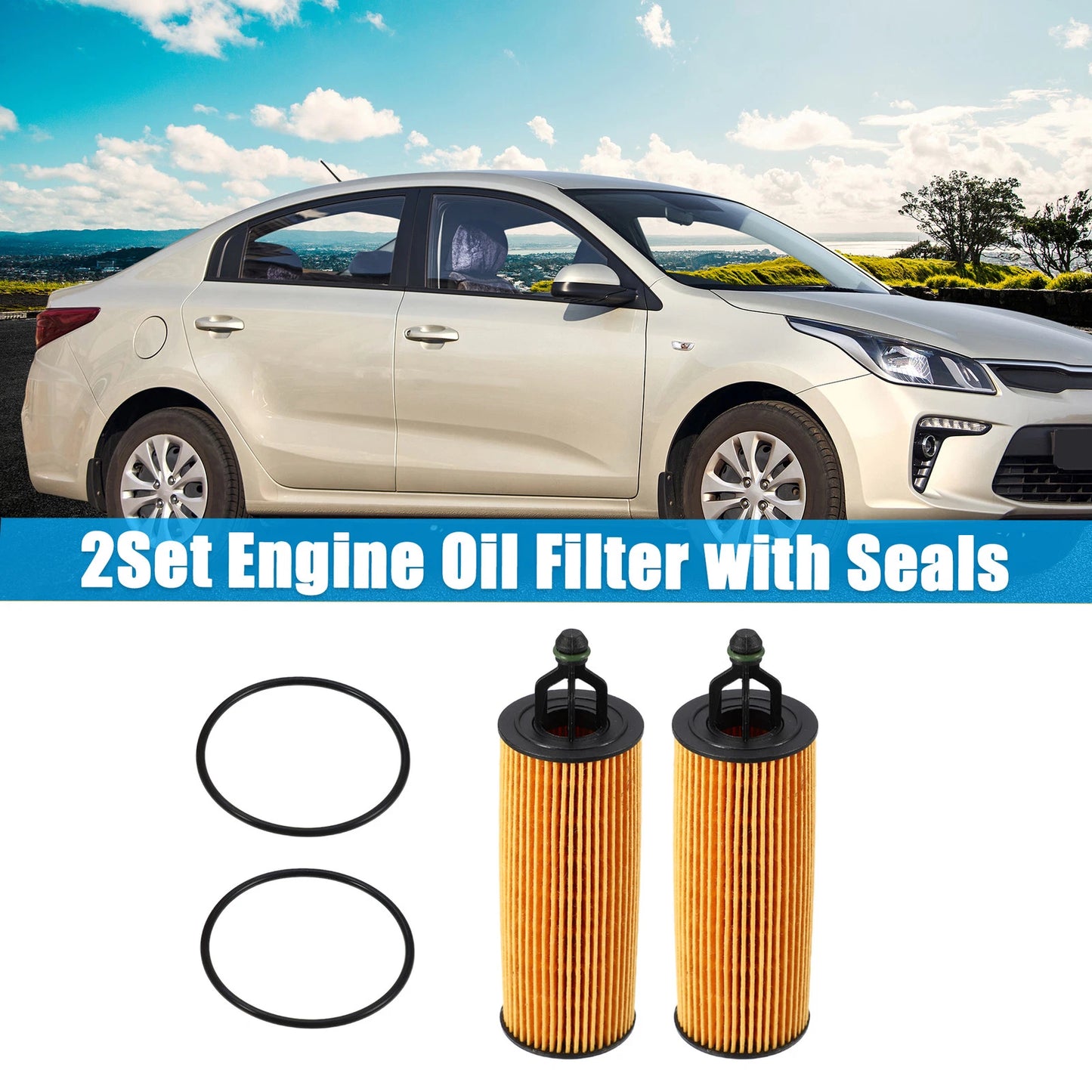 Set of 2 Engine Oil Filters 68191349AA 68191349AB for Dodge Ram 1500 Avenger