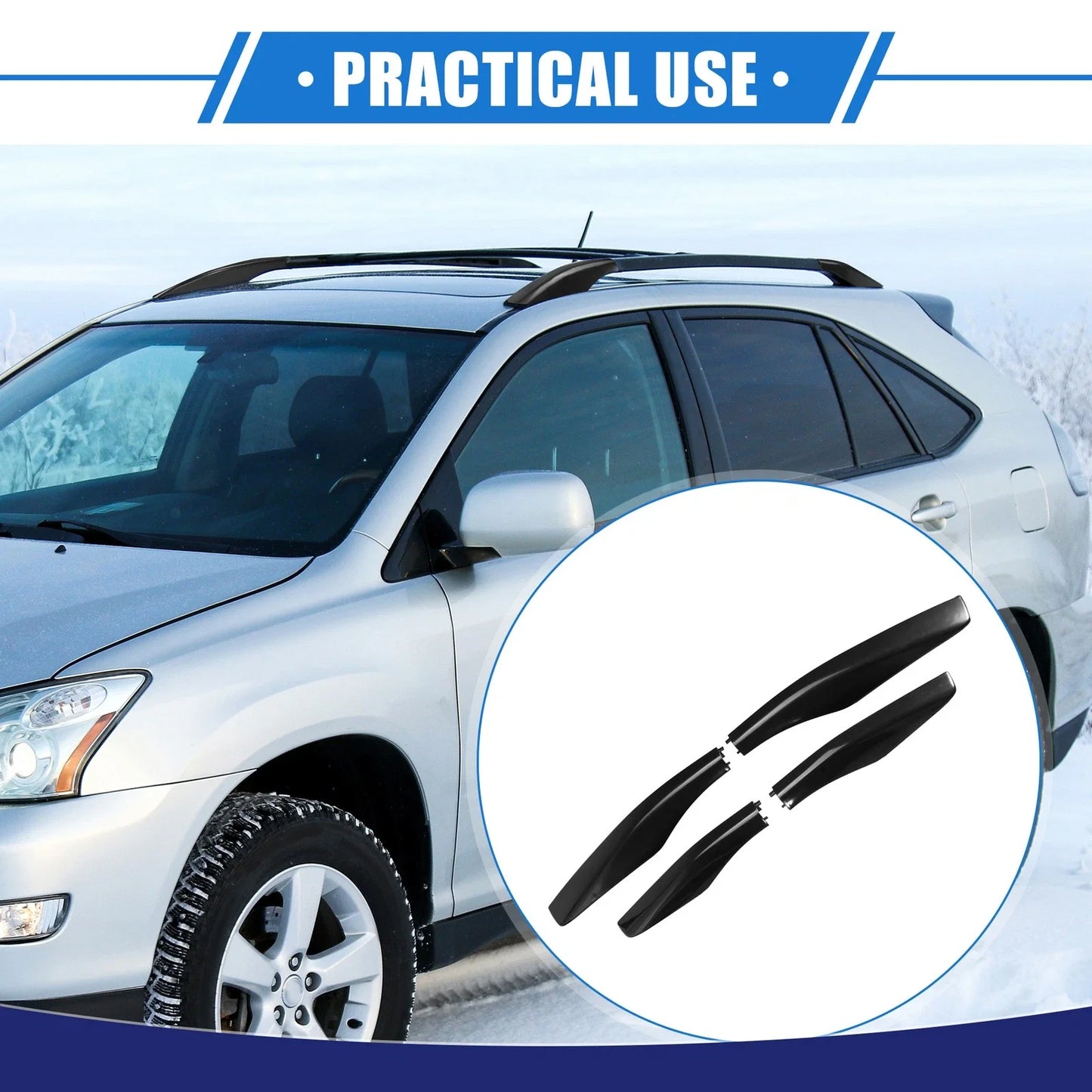 Car Roof Rack Side Rails End Cover Caps for Lexus RX350 (2003-2009) - 4x