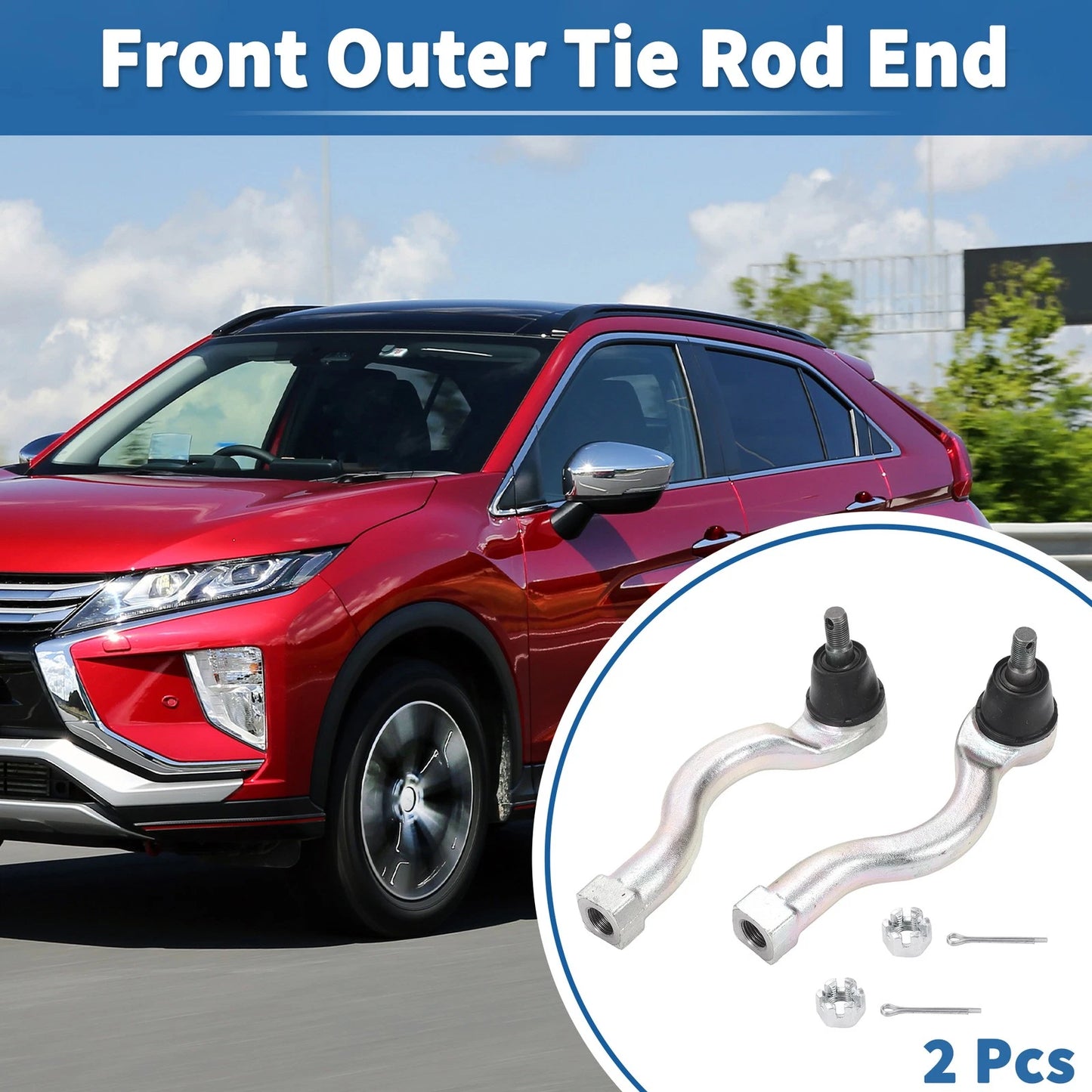 2pcs Front Outer Tie Rod Ends for Mitsubishi Montero (2001–2006) No. ES800448