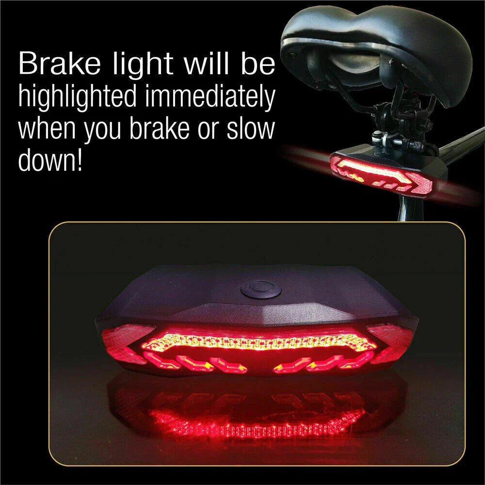 USB Rechargeable Black Bike Alarm Tail Light with Smart Brake Sensing