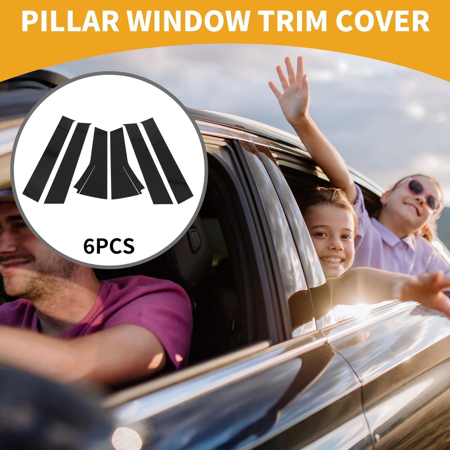6 Pcs Door Pillar Window Trim for Honda Fit (2013–2019) Black