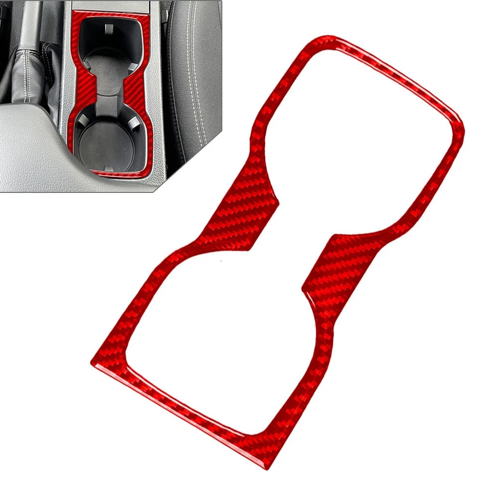Carbon Fiber Red Center Water Cup Holder Cover Trim for Ford Ranger (2019–2022)