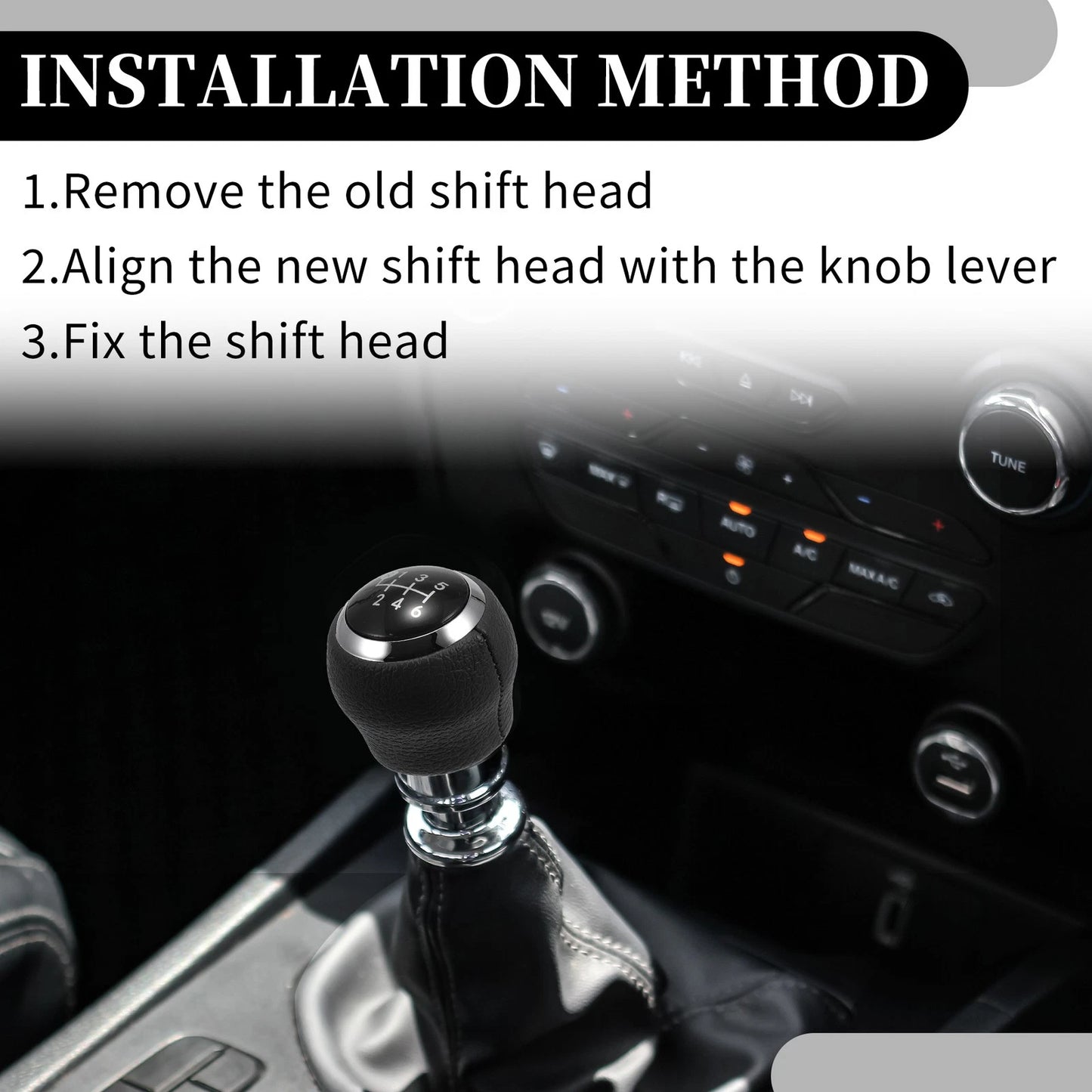 6 Speed Manual Gear Shift Knob for Toyota Corolla Yaris RAV4 (2000–2023) Faux Leather Black