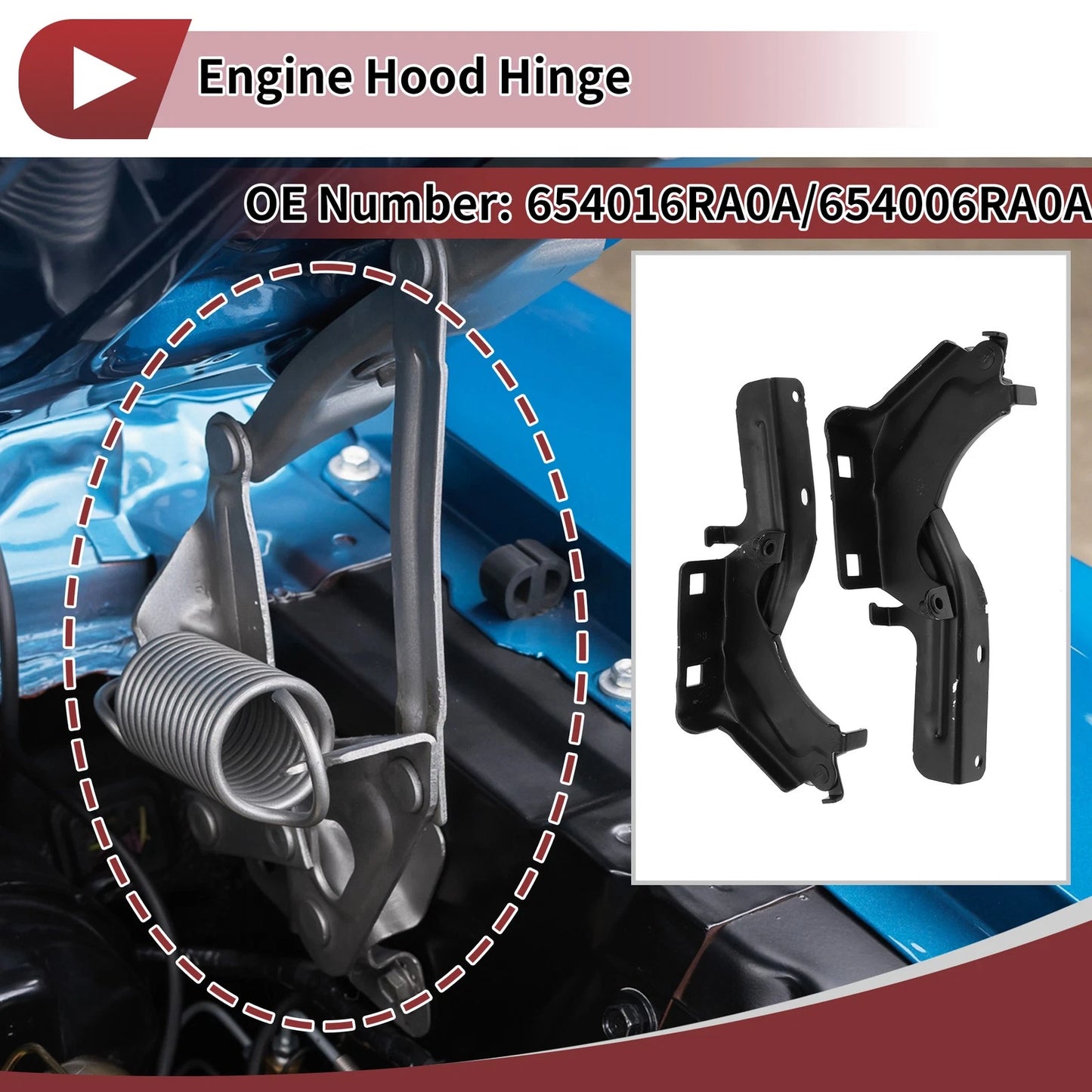 Hood Hinges for Nissan Rogue (2021–2024) 1 Pair No. 654016RA0A