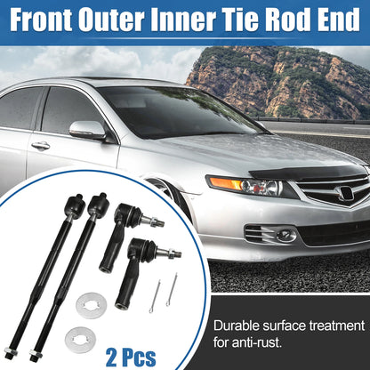 Set of 4 Front Inner Outer Tie Rod Ends ES800030 EV80445 for Chevrolet Pontiac