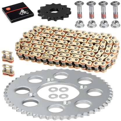 Drive Sprocket & Chain w Bolts X-Ring 118 Links for Honda XR100R CRF100F (2003–2003)