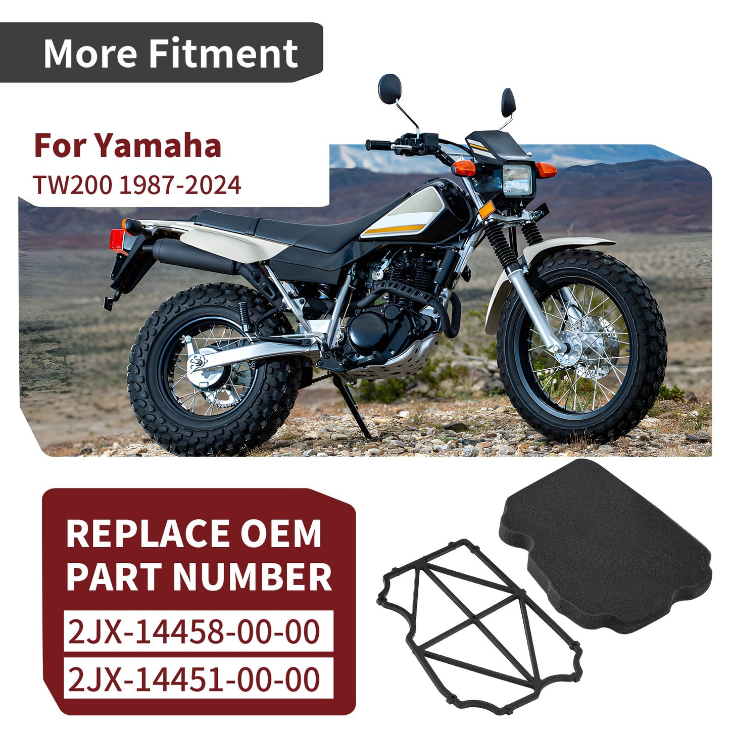 Air Filter for Yamaha TW200 Trailway (1987–2024) with Guide Holder