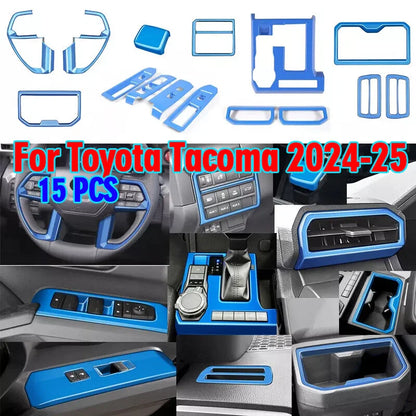 15x ABS Blue Interior Accessories Cover Trim for Toyota Tacoma (2024–2025)