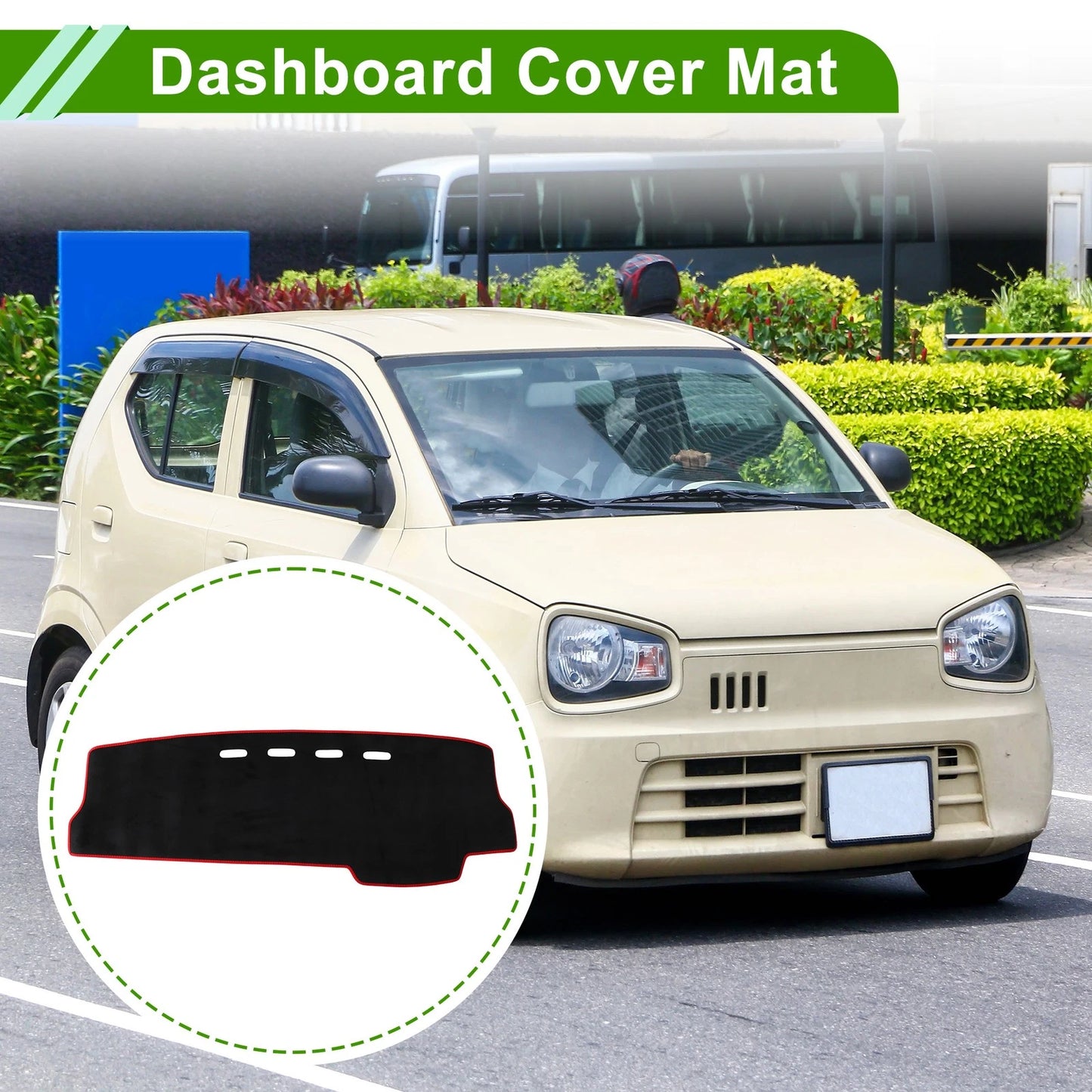 Dashboard Cover for Suzuki Alto (2019–2022) Black Red Trim Flannel