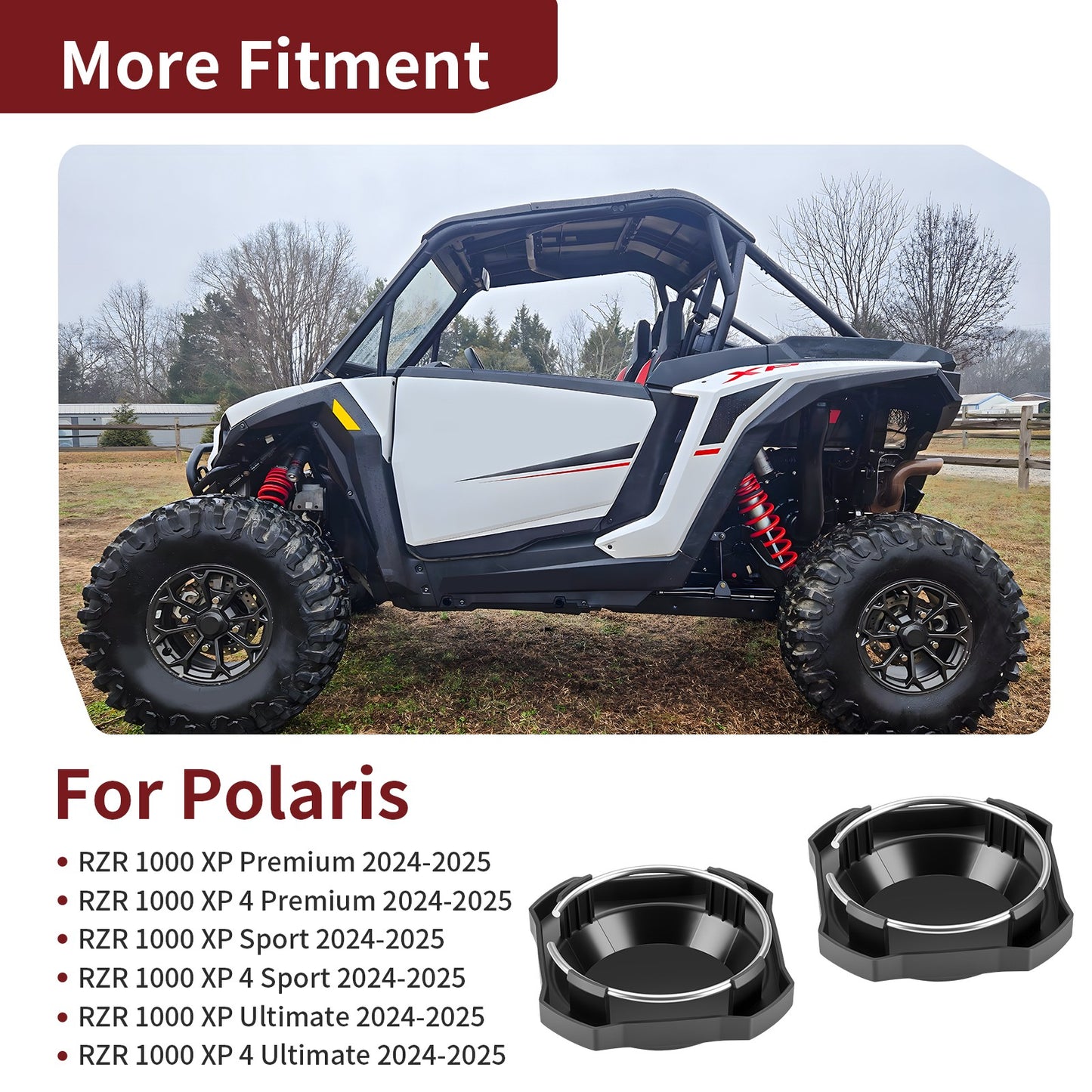 2 Center Hub Wheel Caps for Polaris RZR XP 1000 / XP 4 1000 (2024–2025)