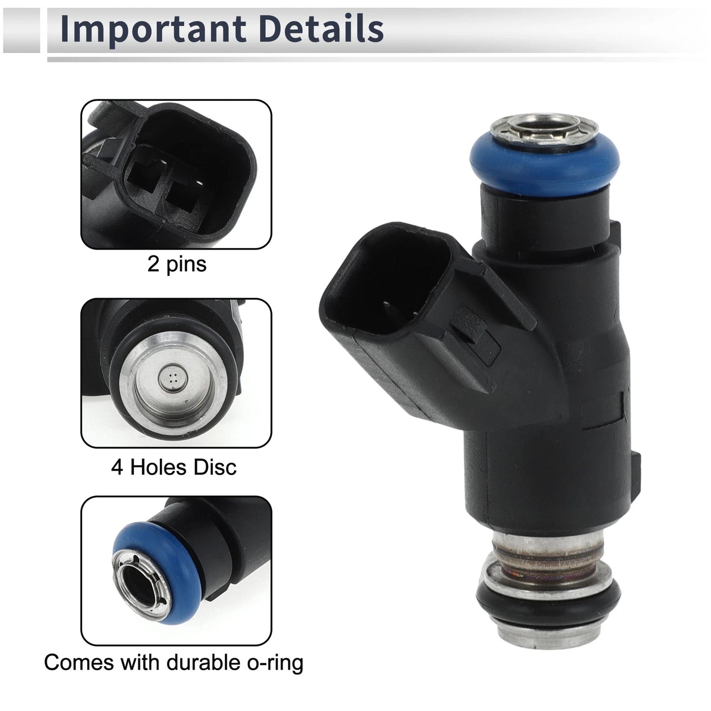 Fuel Injector No. 96487553 for Chevrolet Aveo 1.6L (2006–2008) 1 Pc Black