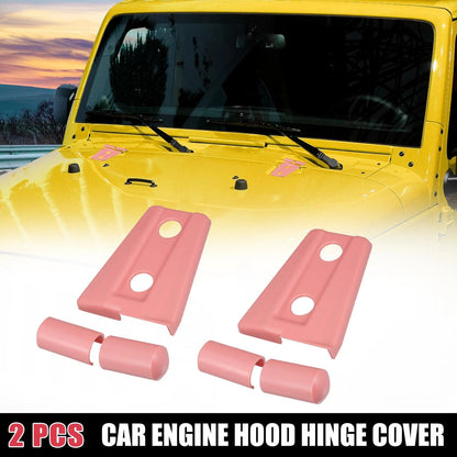 2X Engine Hood Hinge Cover for Jeep Wrangler (2007–2018) Pink