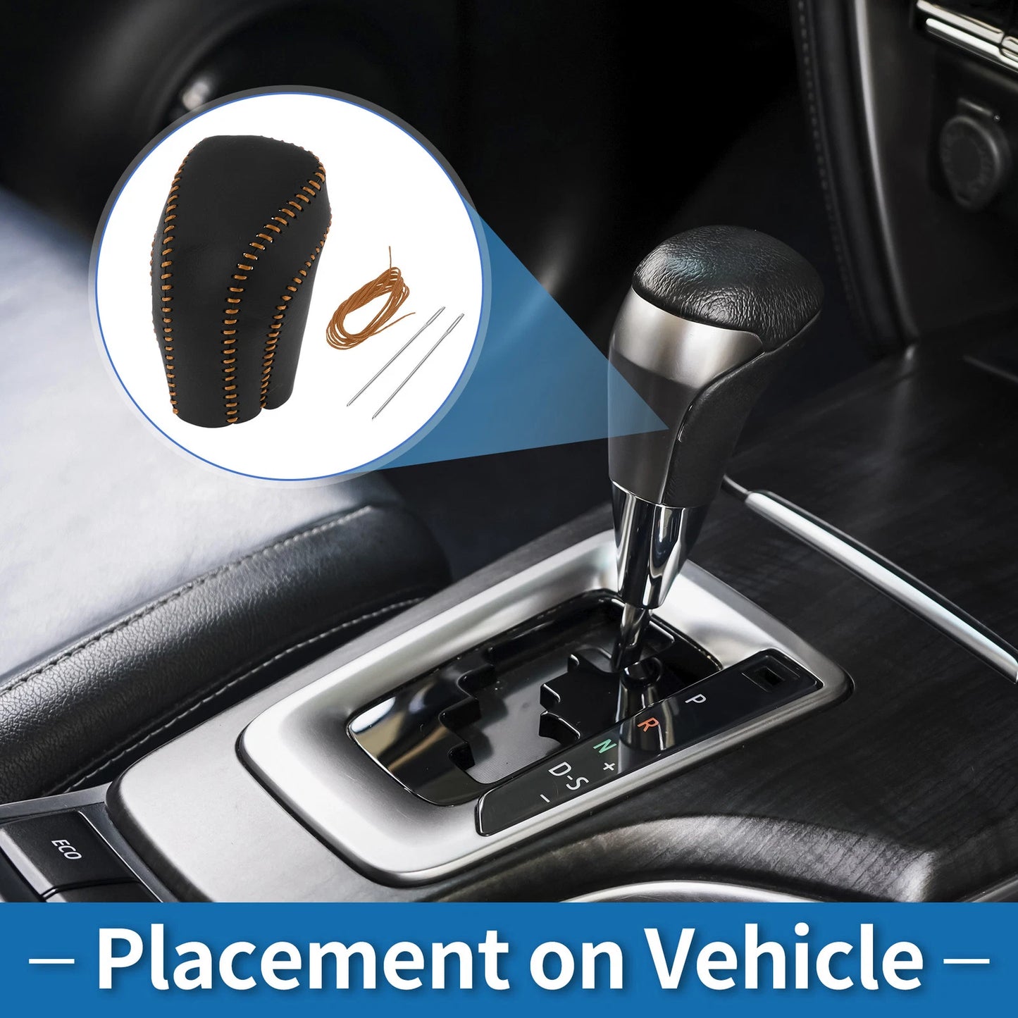 Gear Shift Knob Cover for Toyota Camry (2018–2024) Black Brown Faux Leather