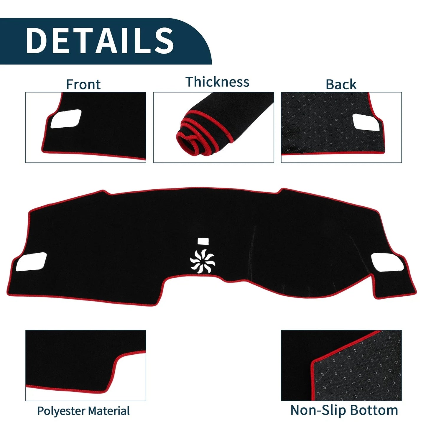 Dashboard Dash Cover Mat for Honda Civic FL5 2022-2024 Sun Protector Pad Black Red