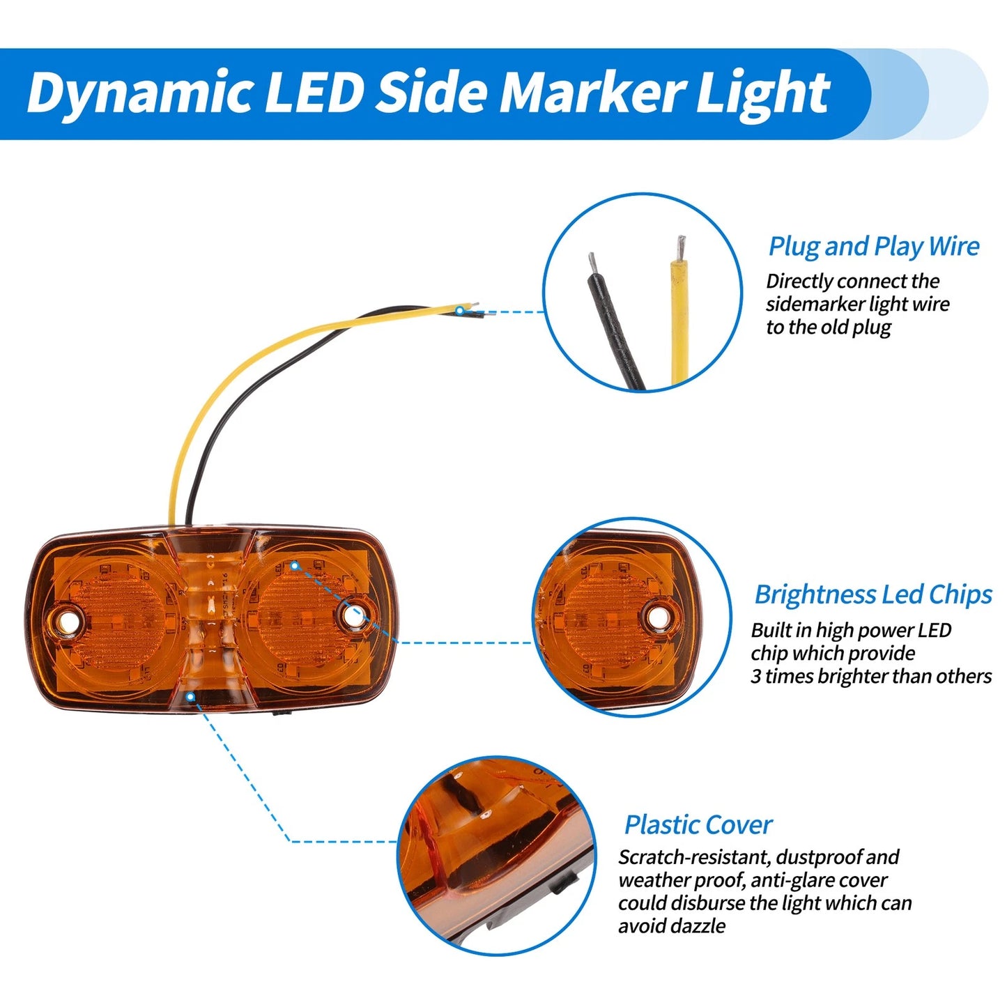 Set of 4 LED Side Fender Marker Lights