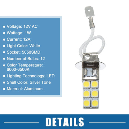 H3 Fog Light Bulbs for Car (12V, 5050 Chips, Aluminum)