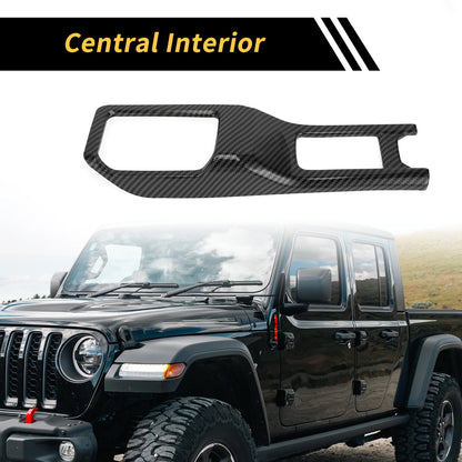 4WD Gear Shift Panel Cover Frame for Jeep Wrangler JL JLU (2018–2023) Carbon Fiber Black