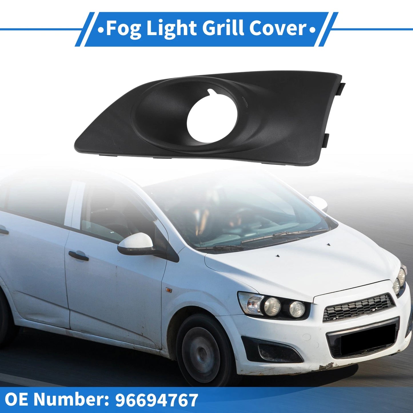 Fog Light Grill for Chevrolet Aveo (2011–2014) No. 96694767 Black