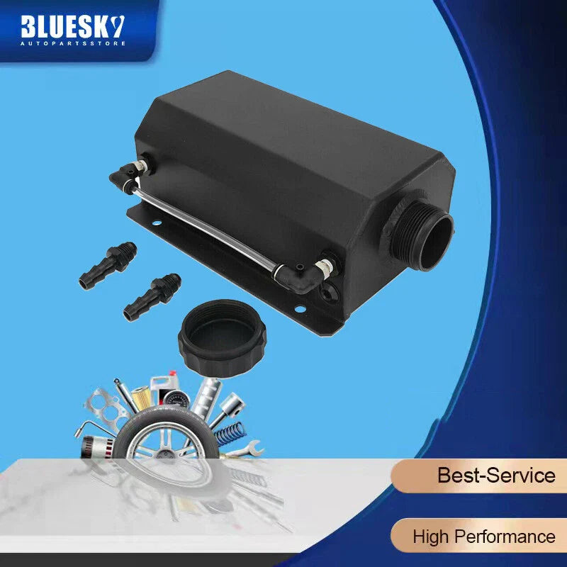 2L Aluminum Black Coolant Radiator Overflow Tank for Universal Vehicles