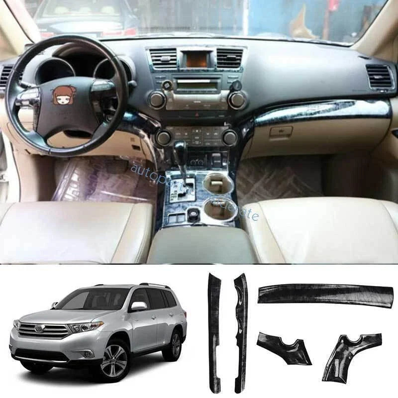 ABS Black Wood Grain Interior Decor Trim for Toyota Highlander (2008–2013)