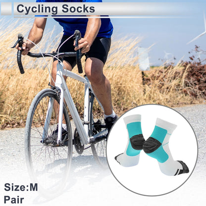 Cycling Socks Anti-Friction Shock Absorption Size M Low-Cut Blue White