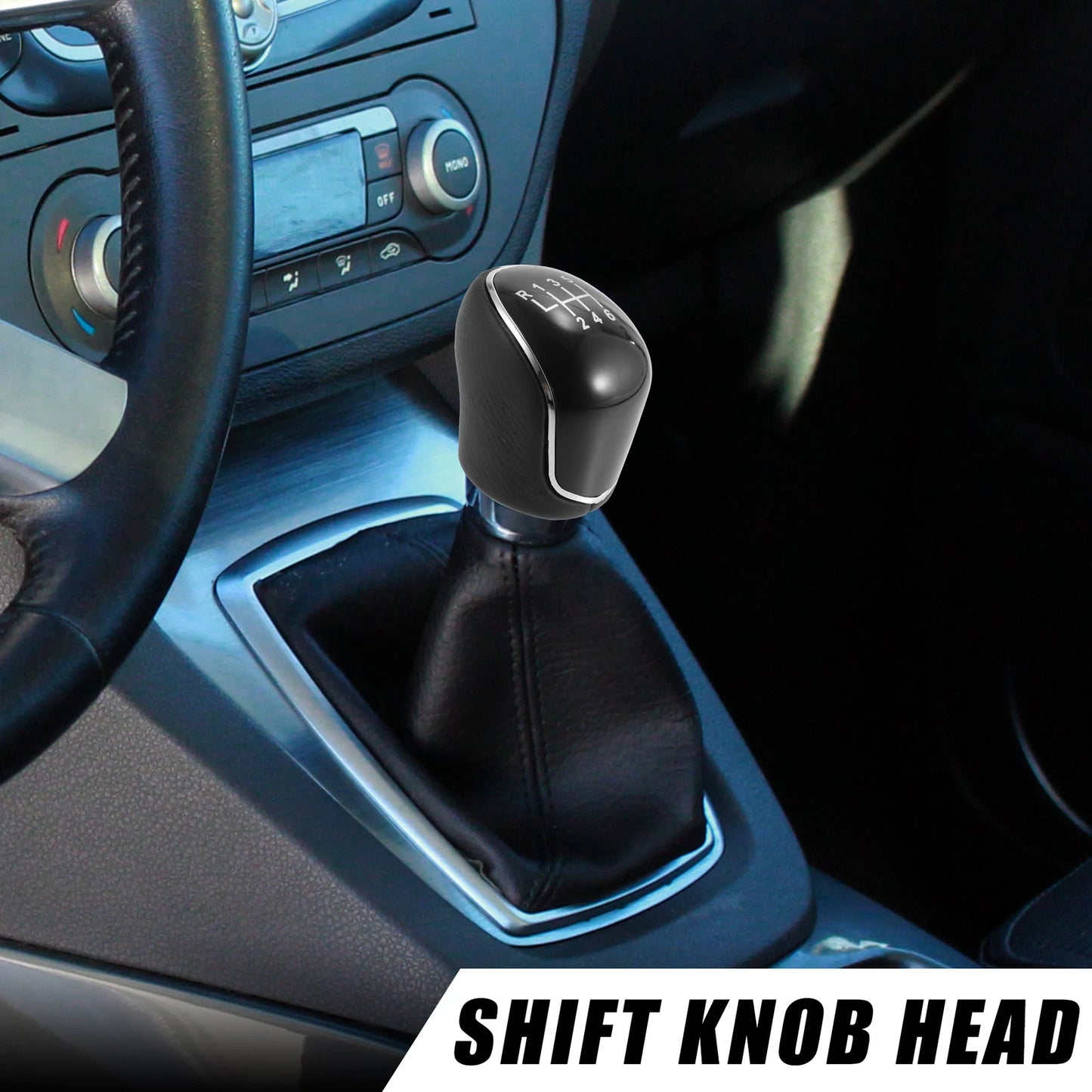6 Speed Manual Shift Knob for Ford Mondeo MK3 (2000–2007) ABS Faux Leather Black