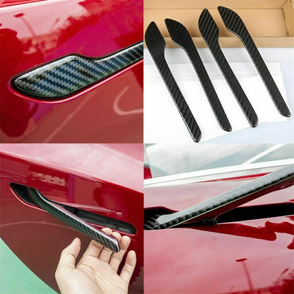 4 x Carbon Fiber Door Side Handle Protector Sticker Decor Trim for Tesla Model