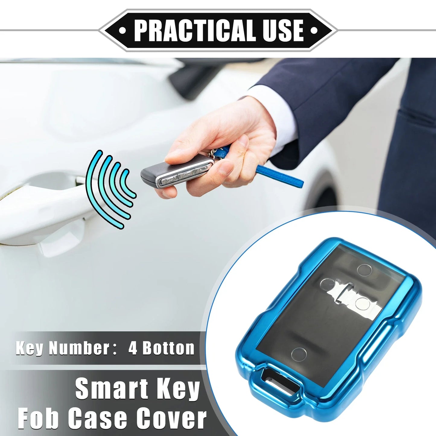 Clear TPU Key Fob Cover for Chevy Suburban 4 Buttons (2015-2023)