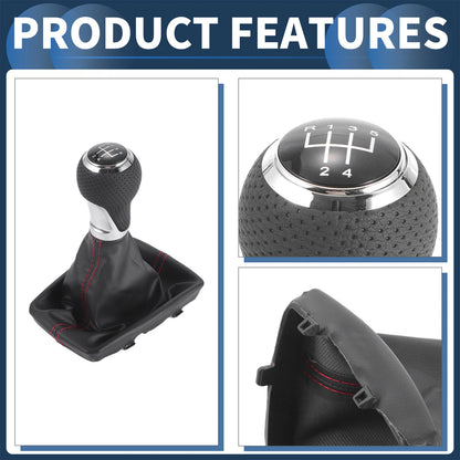 5 Speed Manual Gear Shifter Knob with Cover for Audi A4 (2007–2015) Black