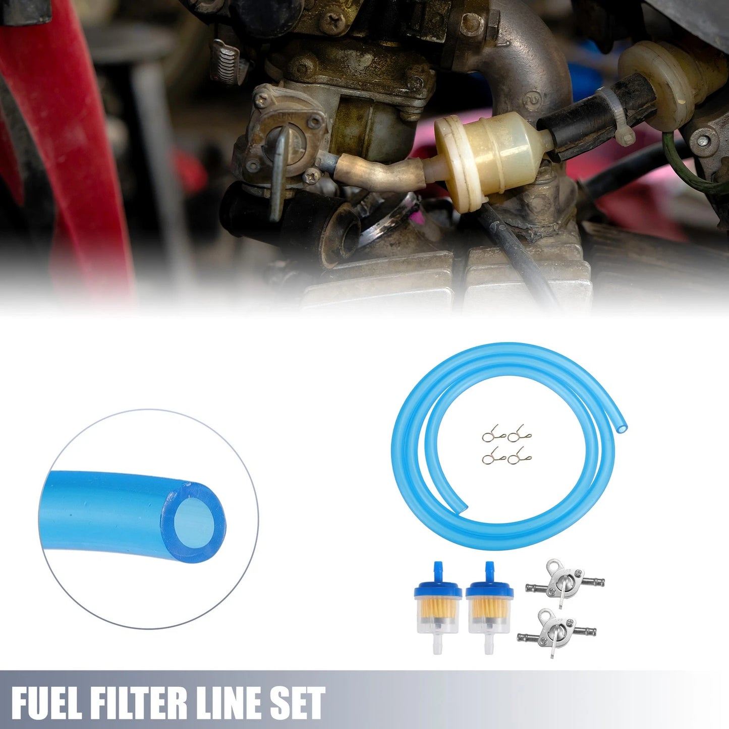Set of 2 Fuel Filters with 2 Valve Petcocks for CRF50 CRF70 CRF90 ATV