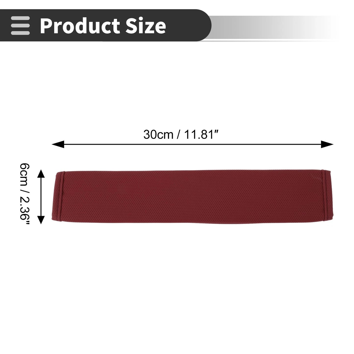Set of 2 Burgundy Seat Belt Cover Pads for Universal Fit (11.81 inch)