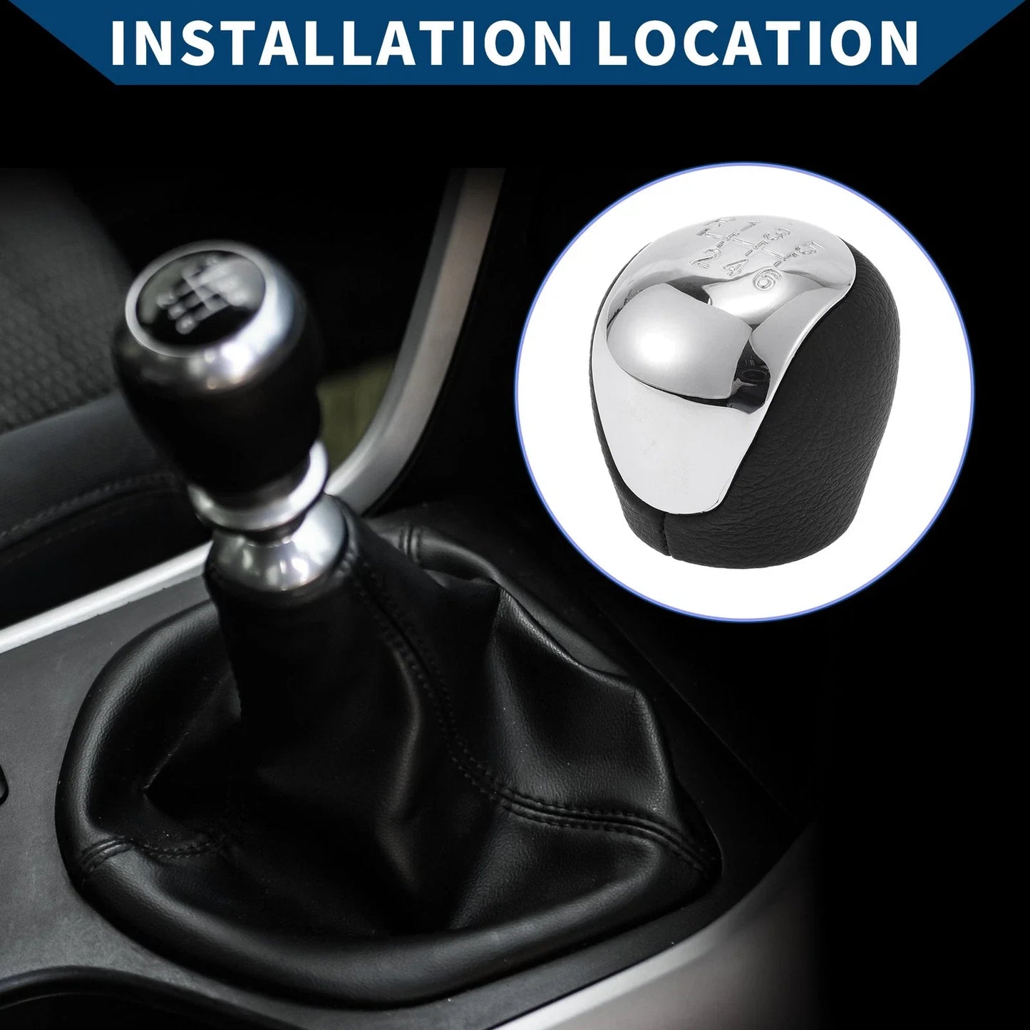 6 Speed Manual Gear Shifter Knob for Hyundai Elantra (2008-2009) Faux Leather