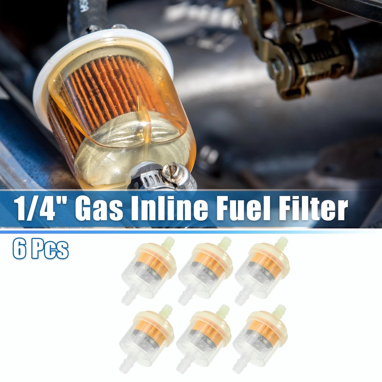 6pcs Inline Fuel Filter 1/4 Inch for Motorcycle ATV (Fits Various Models)