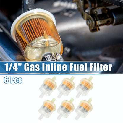 6pcs Inline Fuel Filter 1/4 Inch for Motorcycle ATV (Fits Various Models)