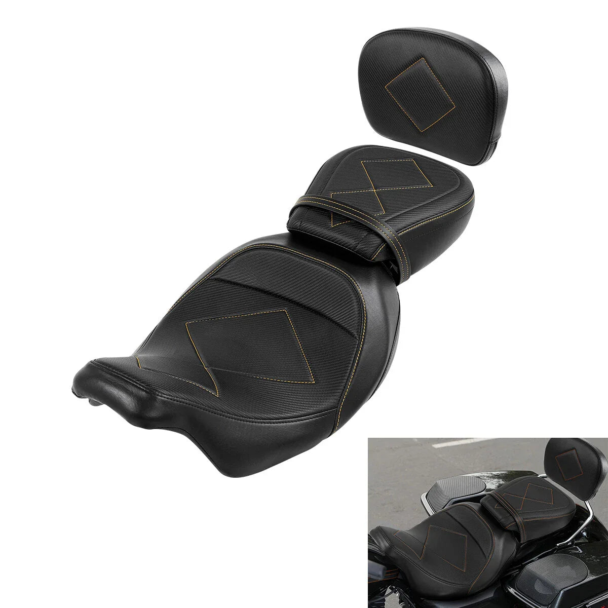 Driver & Passenger Seat Backrest Pad for Harley Touring Road Glide (2009-2023)