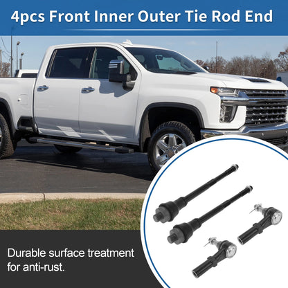 4pcs Front Inner Outer Tie Rod End Link for GMC Sierra 2500 HD (2011–2019)