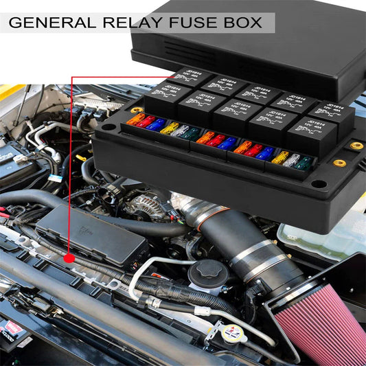 Pre-Wired Fuse Relay Box +40A 5Pin Relay +15 Fuses for Universal Car Truck