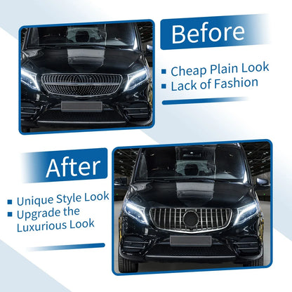 Front Upper Bumper Grille for Mercedes-Benz V-Class W477A (2020-2024) Black