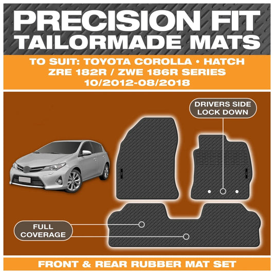 Custom Fit Moulded Rubber Floor Mats for Toyota Corolla (2016-2018)