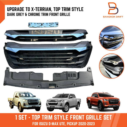 DARK GREY CHROME X-TERRIAN TRIM FRONT GRILLE FOR ISUZU D-MAX (2020-2023)