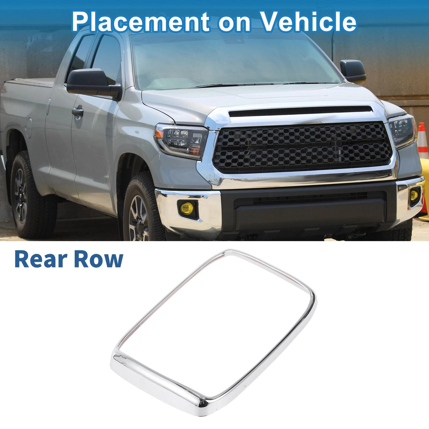 Rear Row Headlight Trim Bezel for Toyota Tundra (2014–2021) Silver Tone