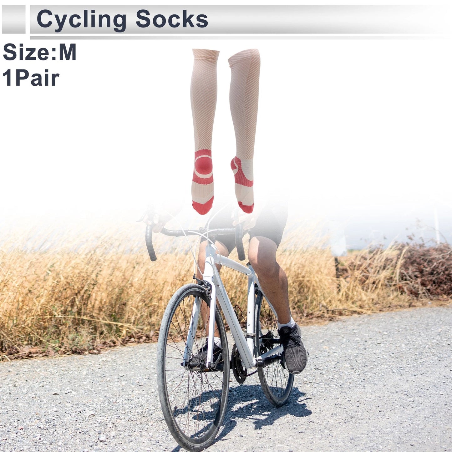 Cycling Socks Anti-Friction Size M Colorblock Light Pink