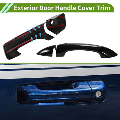 Exterior Door Handle Cover Trim for Dodge Ram 1500 (2019-2024) Carbon Fiber Black